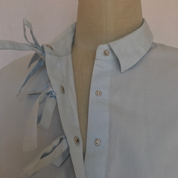 Sonia Rykiel pale blue 3 bow cotton blouse. Size 4 - Picture 8 of 9